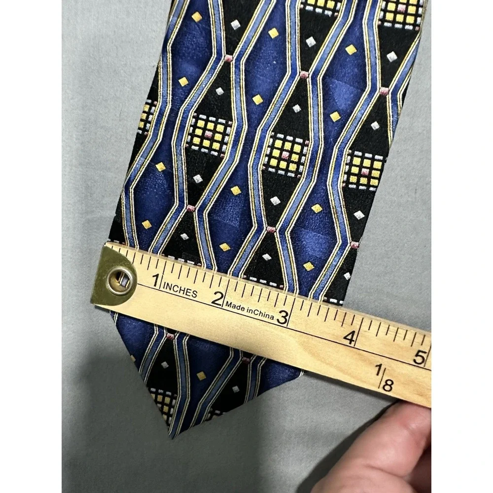 VTG Armonia Blue/Gold/Black Geometric Silk Necktie